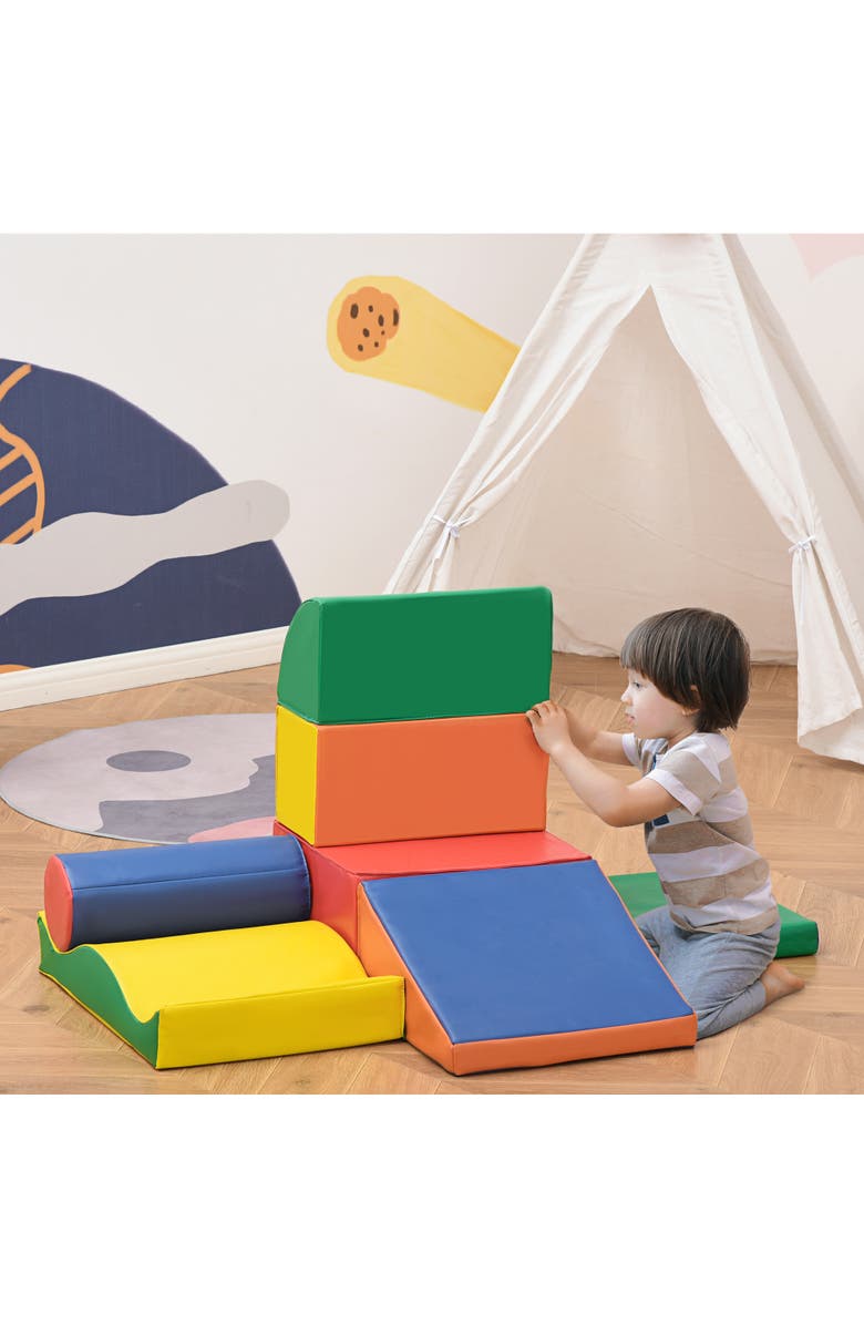 Soozier 7 Piece Climb and Crawl Activity Play Set, Soft Secure Foam Playset, Alternate, color, Multi-Colored