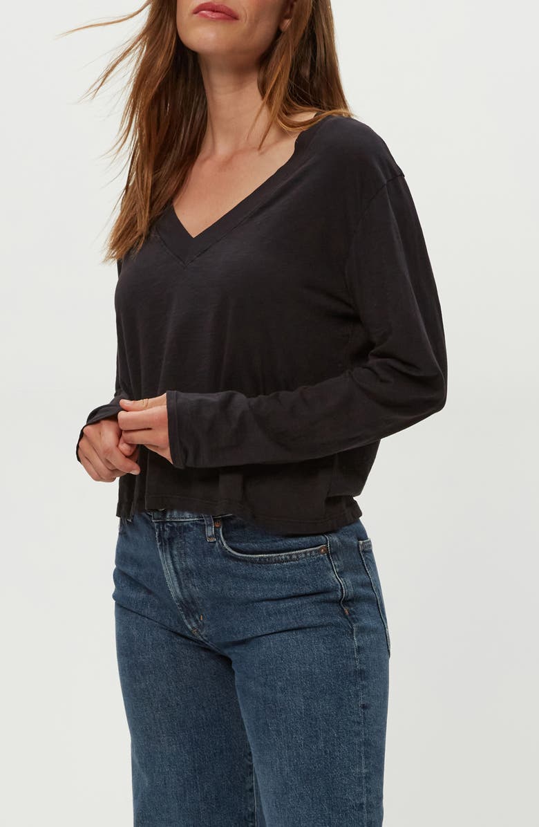 Michael Stars Brea V-Neck Supima Cotton Top, Alternate, color, Black