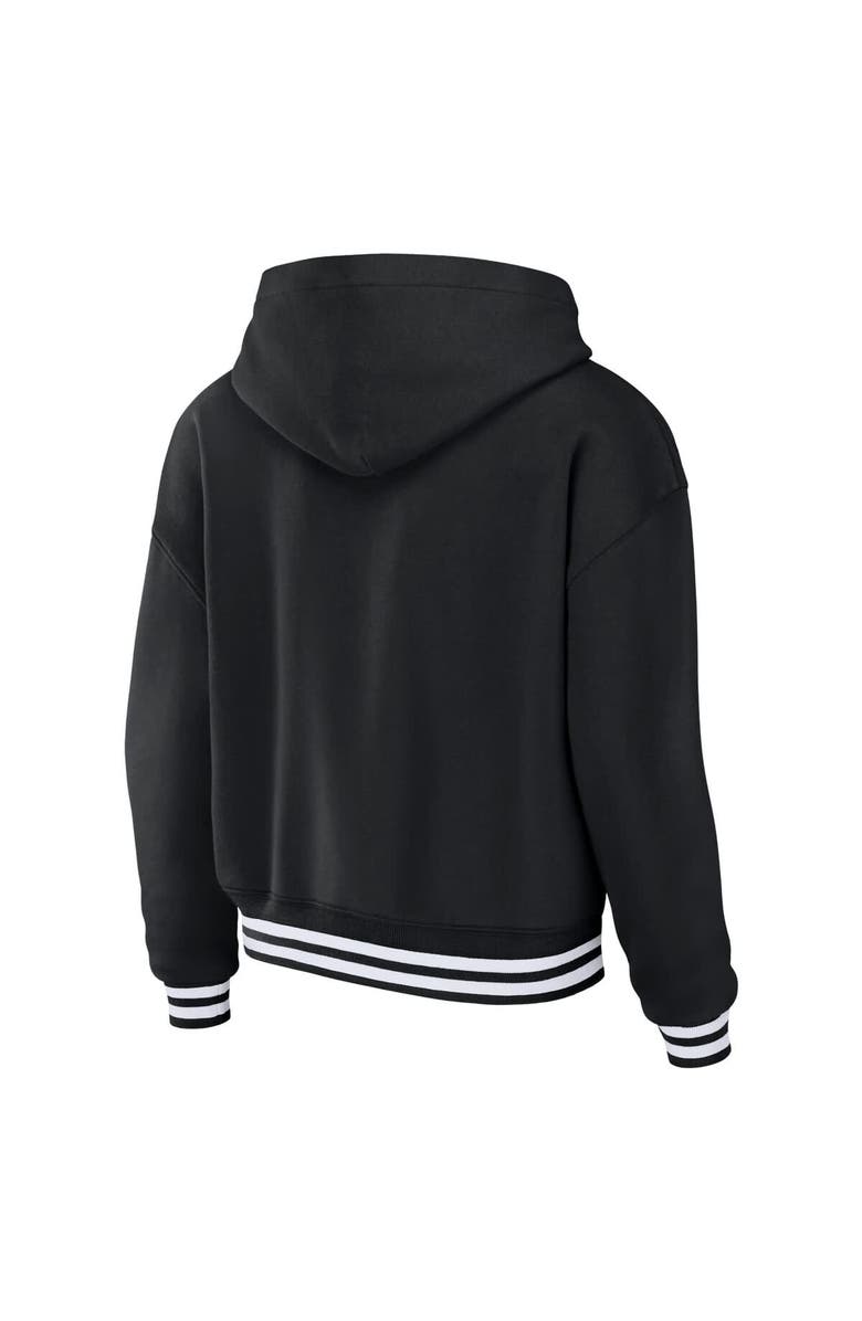 WEAR by Erin Andrews Women's WEAR by Erin Andrews Black Super Bowl LVIII Lace-Up Pullover Hoodie, Alternate, color, 