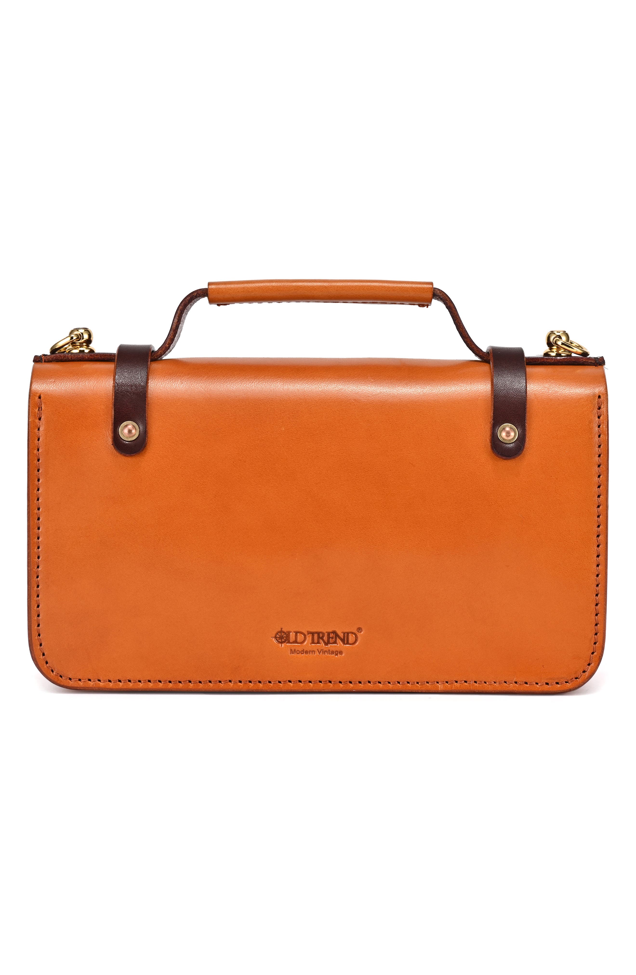 OLD TREND Leather Messenger Bag, Alternate, color, Camel