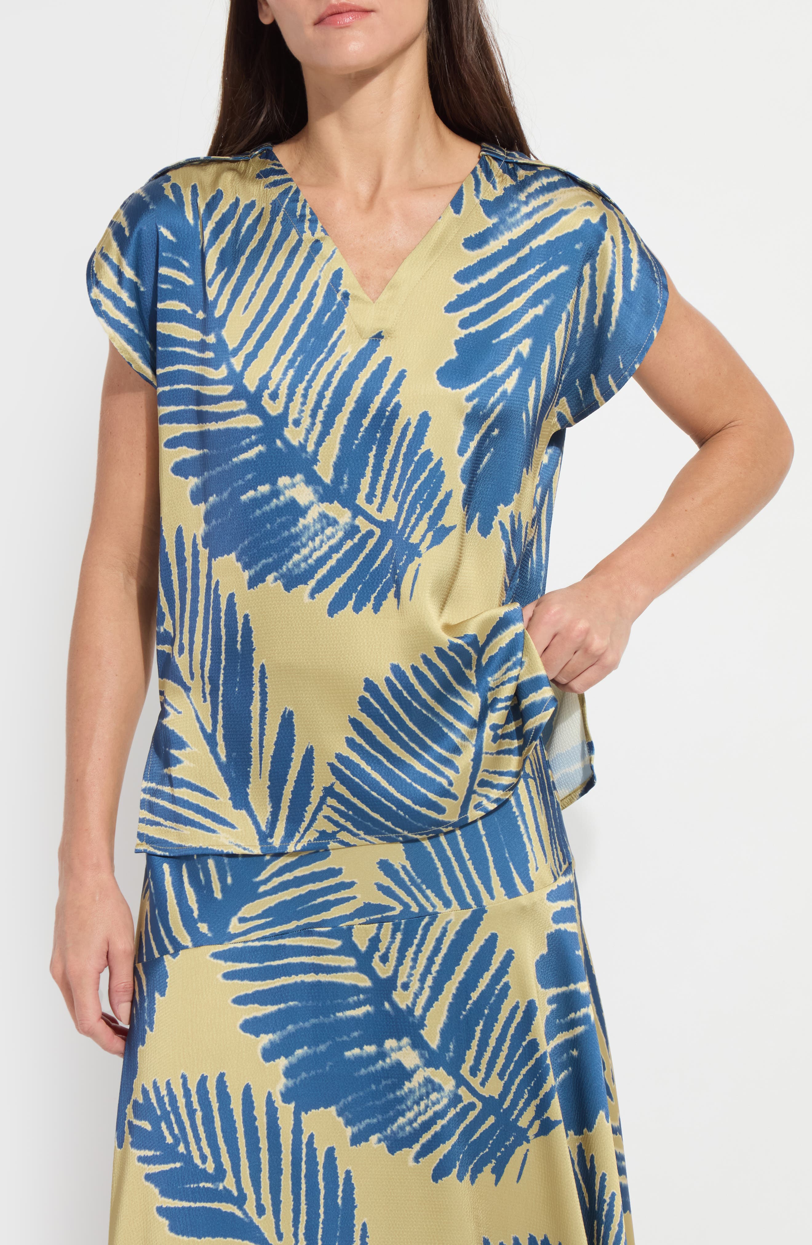 Catriona Tulip Sleeve Hammered Satin Top
