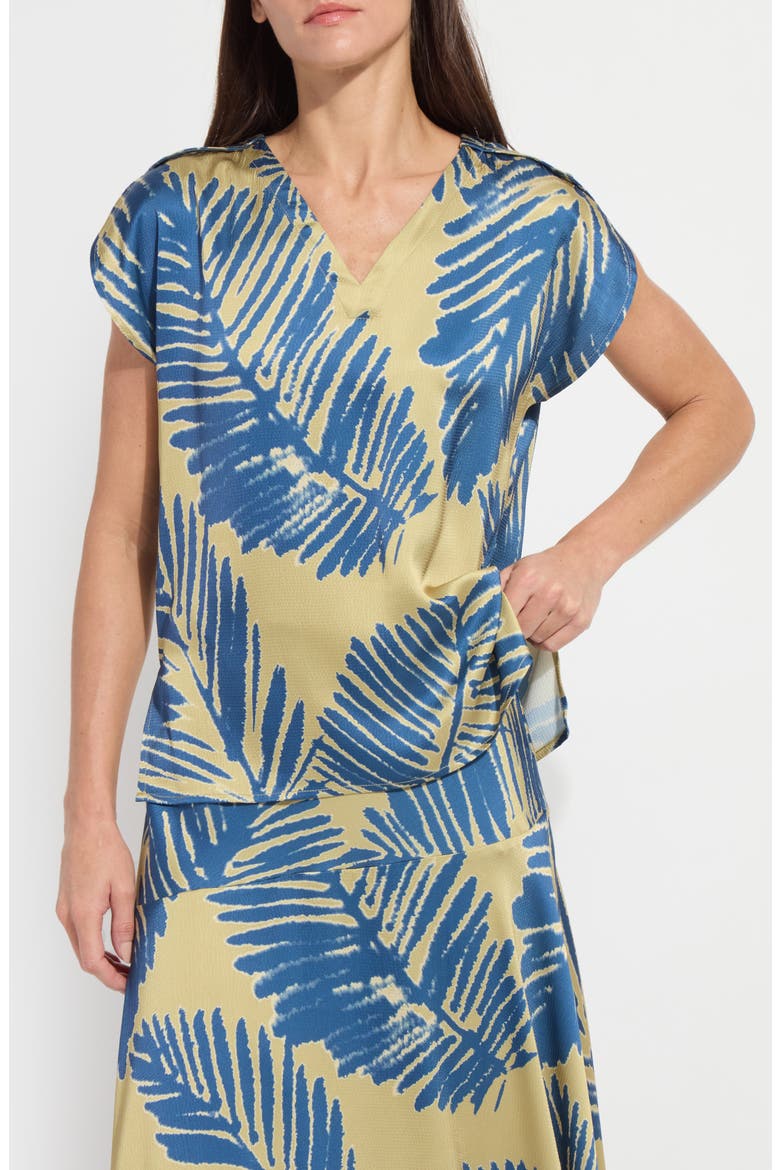 Catriona Tulip Sleeve Hammered Satin Top, Main, color, SICILIAN PALM
