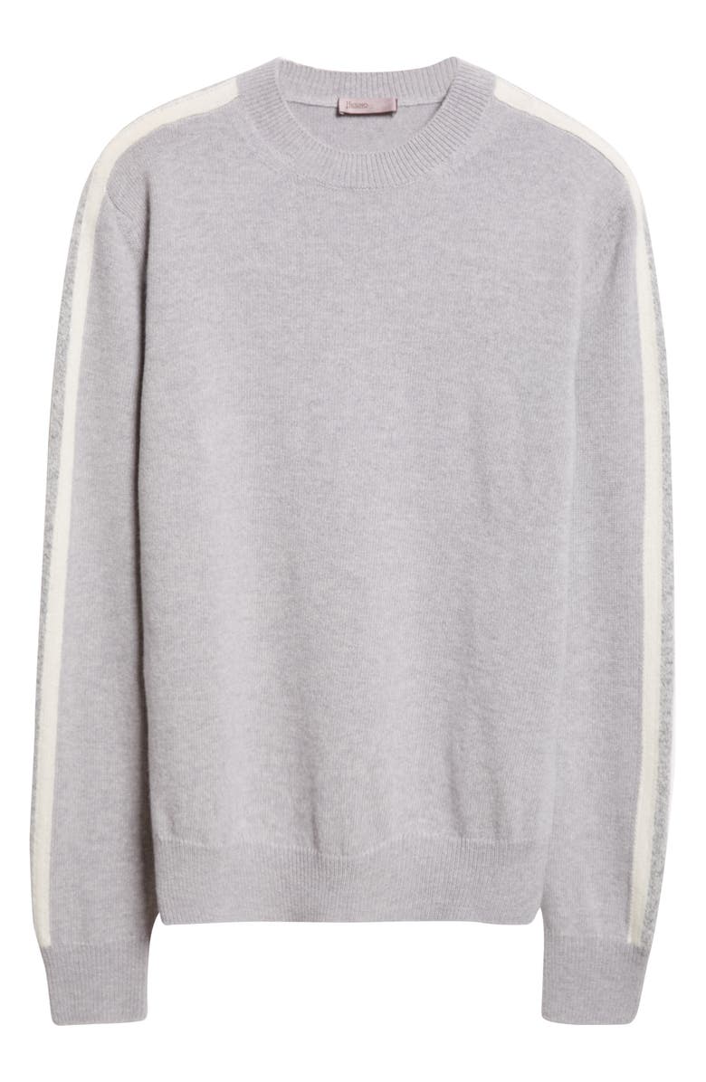 Herno Side Stripe Wool Crewneck Sweater, Alternate, color, Pearl Grey