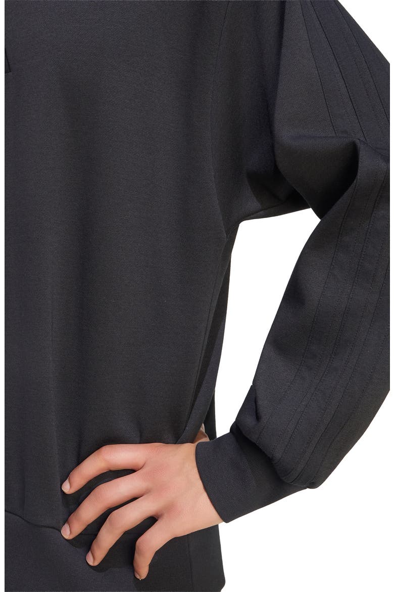 Essentials 3-Stripes Fleece Sweatshirt, Alternate, color, BLACK/ BLACK