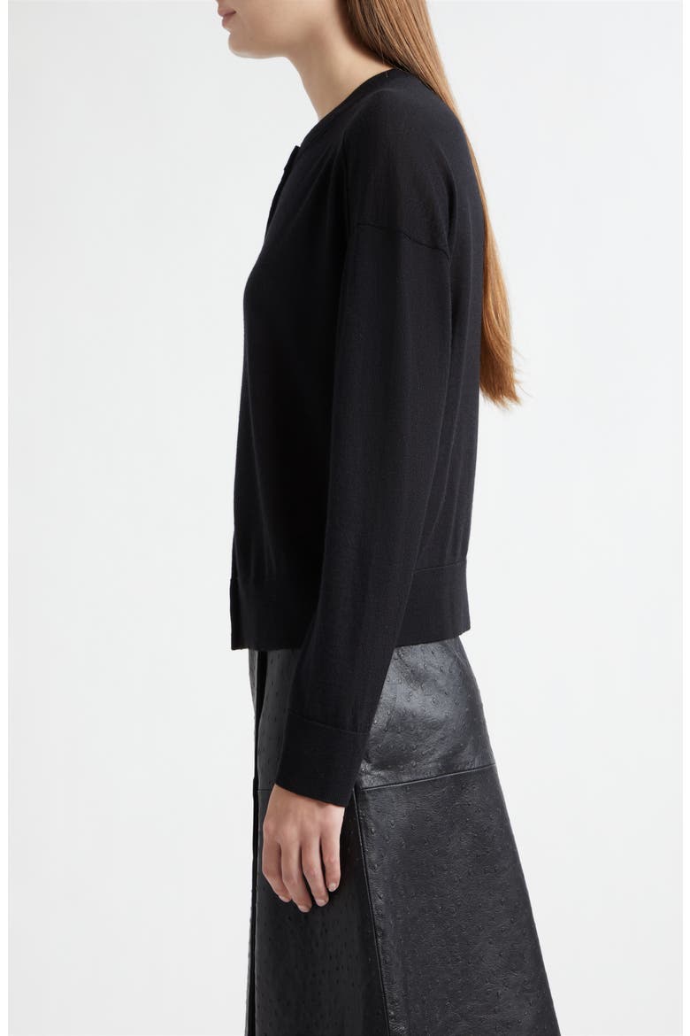Kita Fine Knit Cashmere Crewneck Cardigan, Alternate, color, BLACK