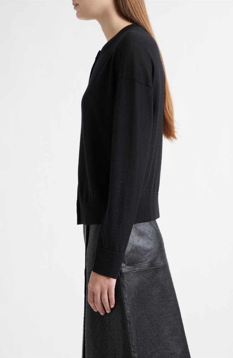 LOULOU DE SAISON Kita Fine Knit Cashmere Crewneck Cardigan, Alternate, color, Black