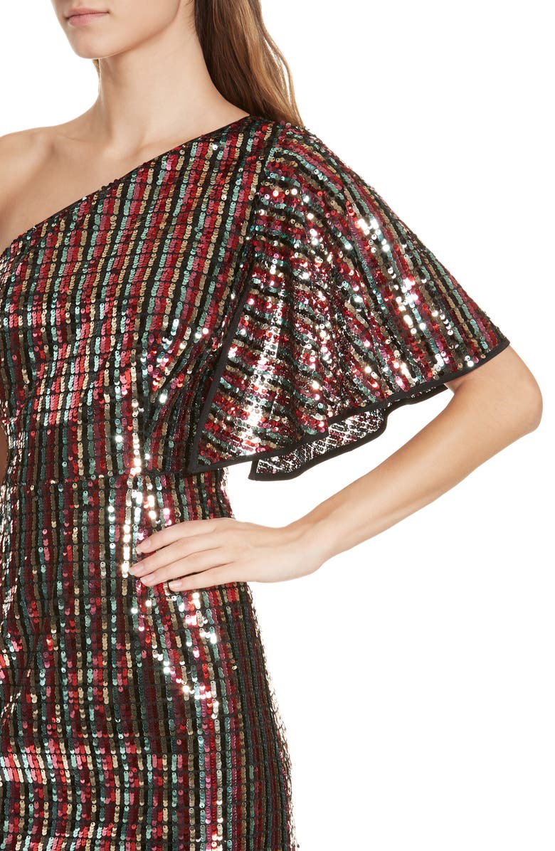 Milly One Shoulder Sequin Dress, Alternate, color, 