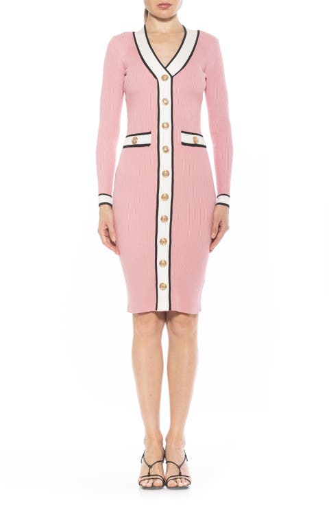 Janet Long Sleeve Ribbed Sweater Dress