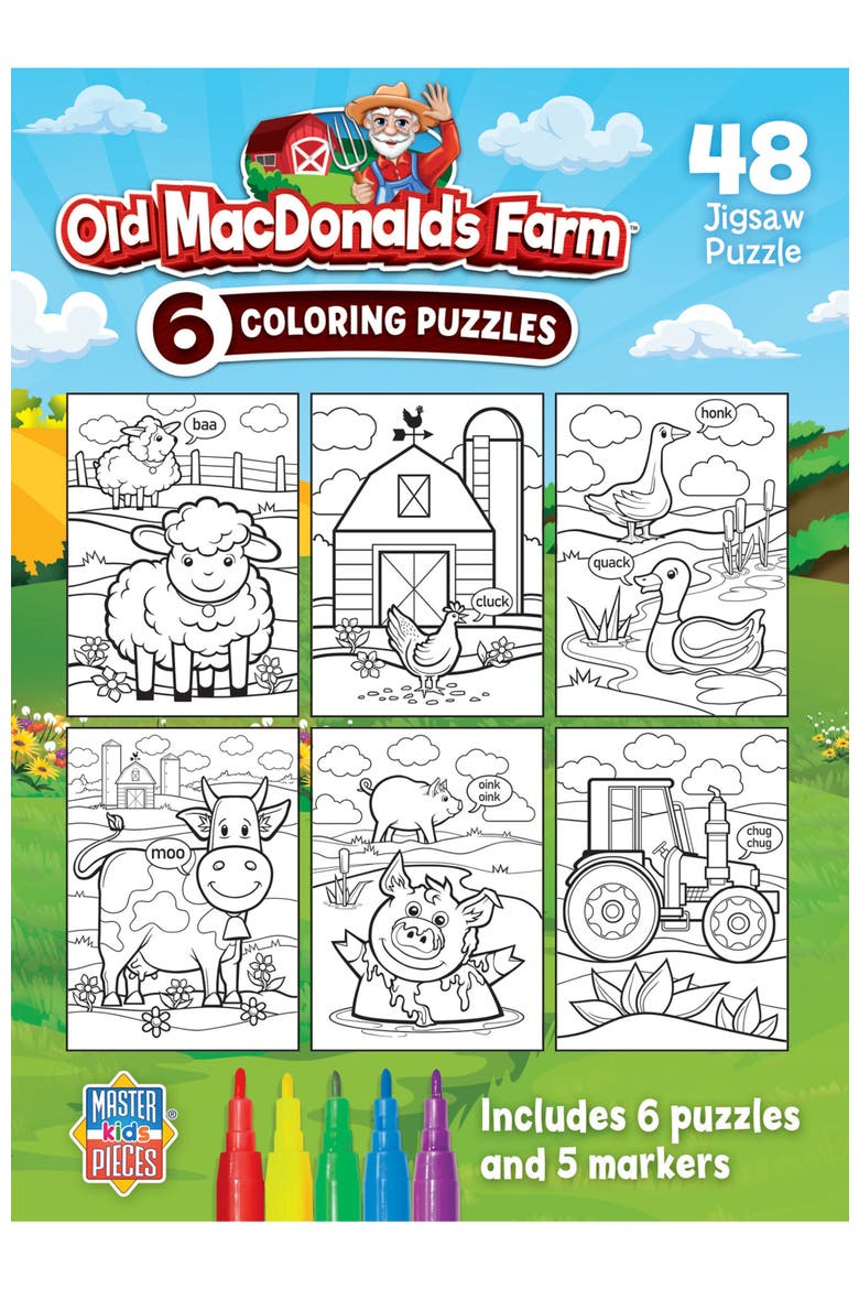Old MacDonald Coloring Puzzles 6-Pack, Alternate, color, Multicolor