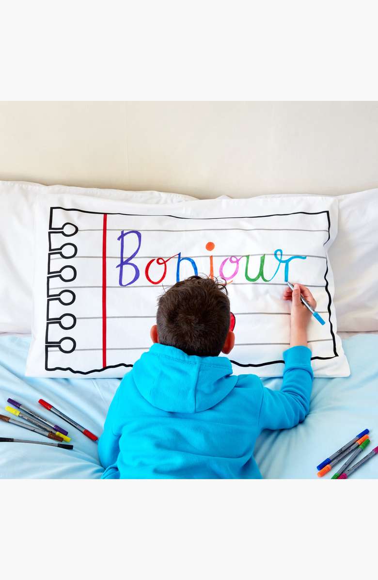 Eat Sleep Doodle Color-Your-Own Pillowcase Doodle Notebook, Alternate, color, White