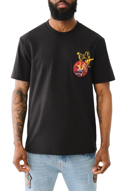 True Religion Brand Jeans Hippie Appliqué Graphic T-Shirt in Jet Black 