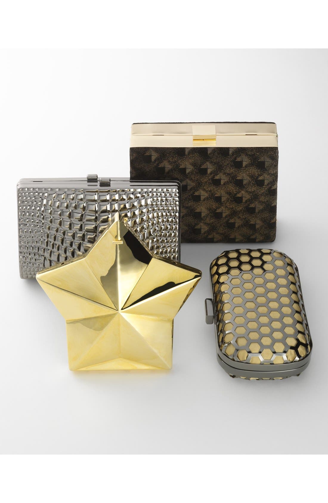 Trouvé Croc Embossed Metal Clutch, Main, color, 