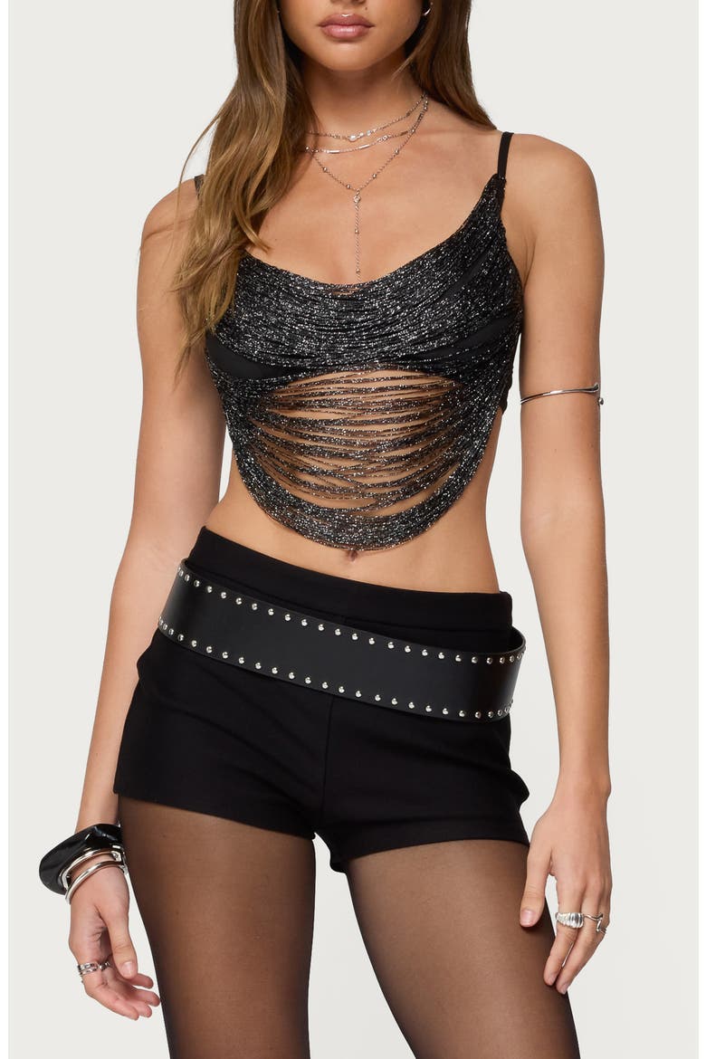 Ora Metallic Fringe Crop Top (Women) | Nordstrom