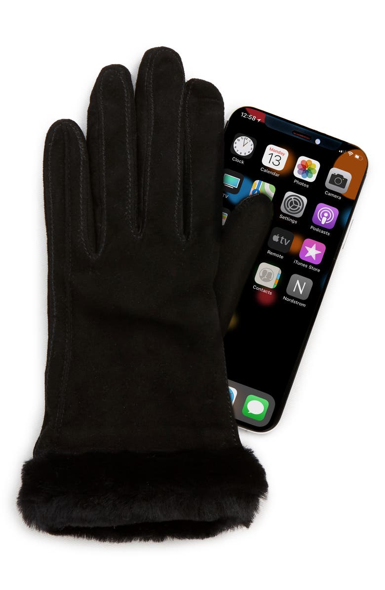 UGG<sup>®</sup> Collection UGG<sup>®</sup> Classic Touchscreen Compatible Gloves with Genuine Shearling Trim, Alternate, color, 