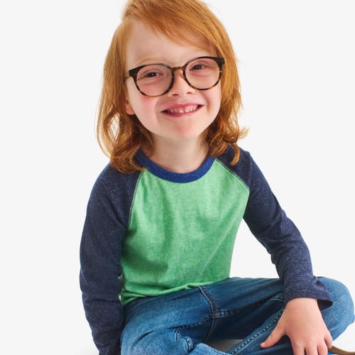 Primary Kids Heathered Long Sleeve Baseball Tee In Green