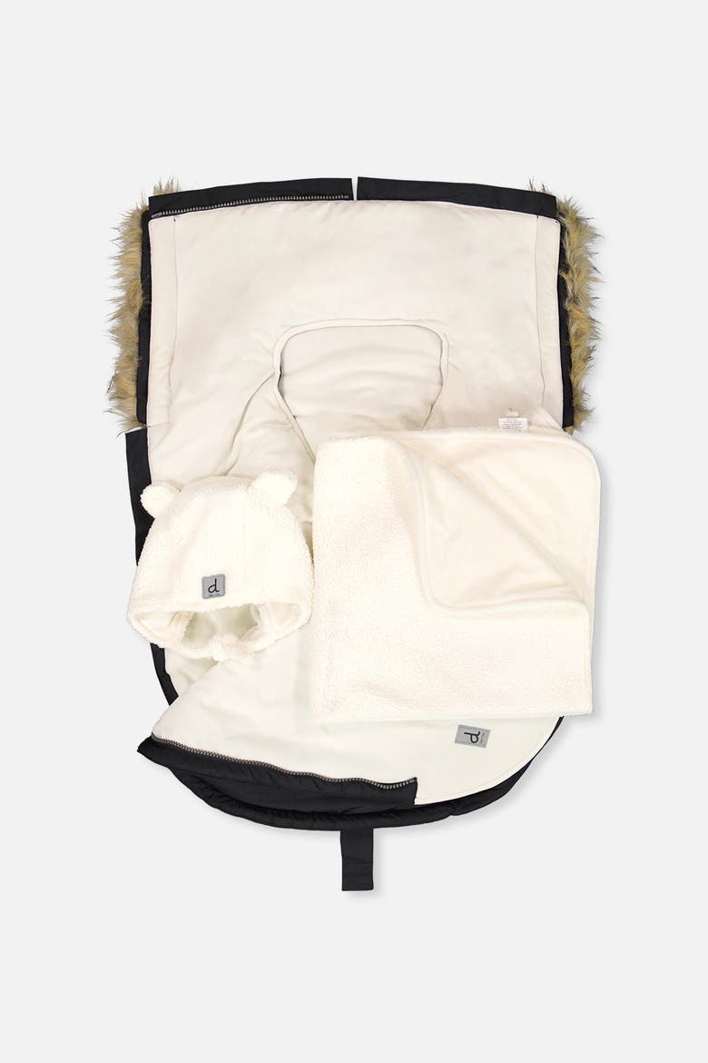 Bunting Bag Detachable Back Hooded Car Seat and Stroller, Alternate, color, Noir