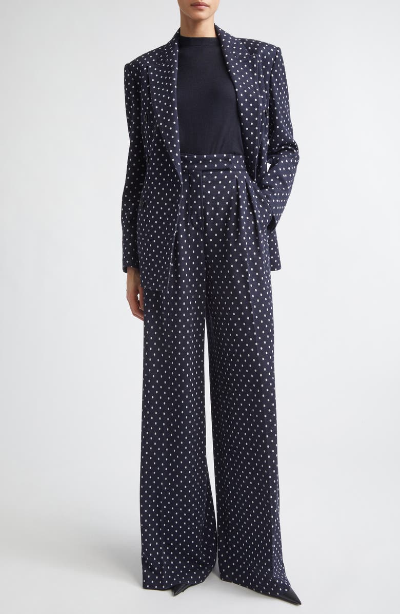 Max Mara Double Breasted Dot Jacquard Knit Jacket, Alternate, color, Ultramarine