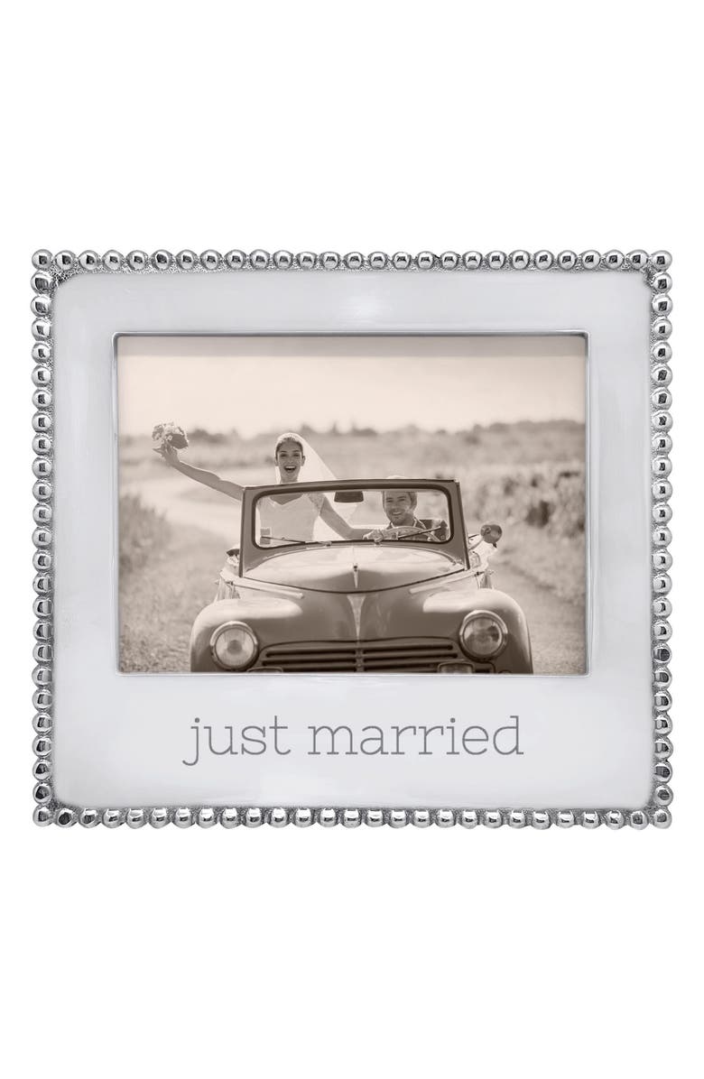 Mariposa Beaded Just Married 5 x 7-Inch Picture Frame, Main, color, 