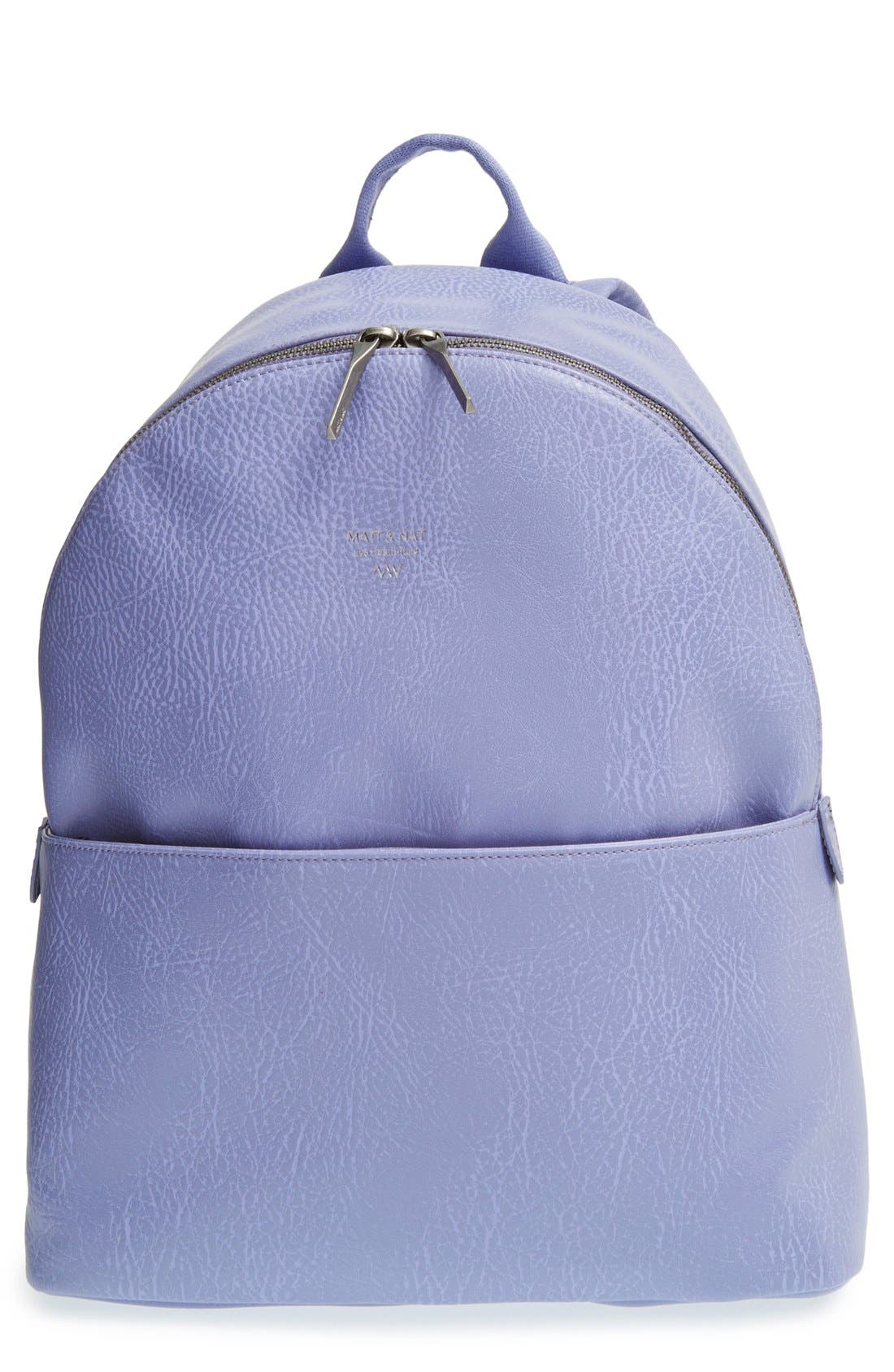 'July' Faux Leather Backpack, Main, color, IRIS