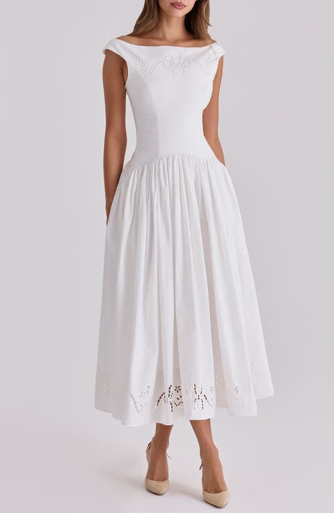 Lauren Broderie Anglaise Midi Dress