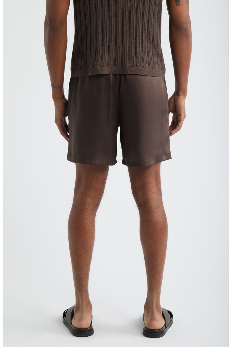 Satin Drawstring Shorts, Alternate, color, BROWN COCOA
