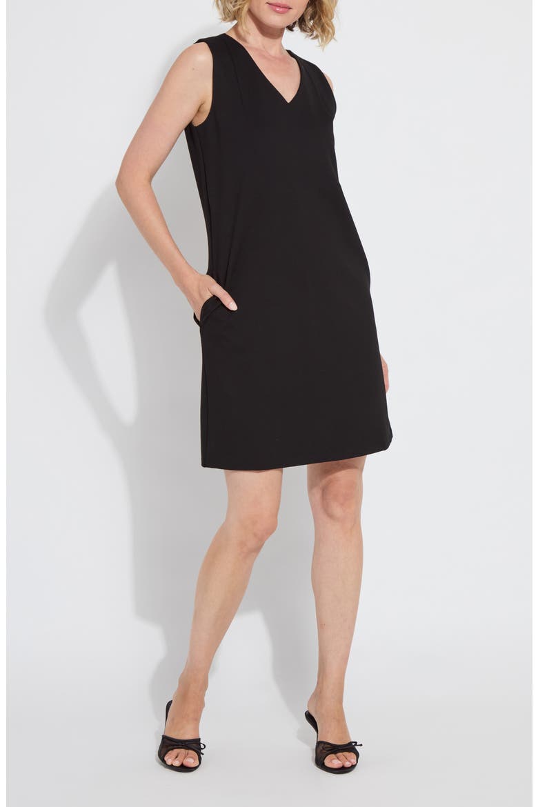 'Lyssentials Perfect A-Line Ponte Dress, Alternate, color, BLACK
