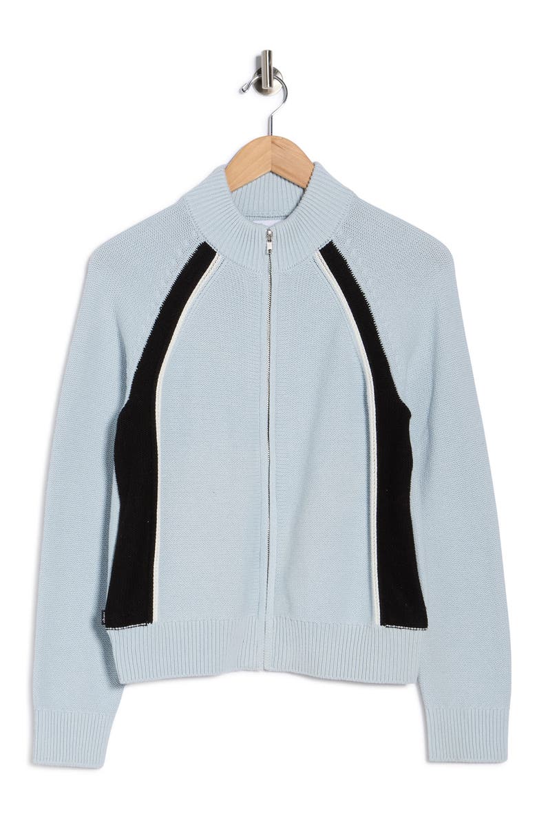 Obey Lizzie Colorblock Zip Cardigan, Main, color, Light Blue