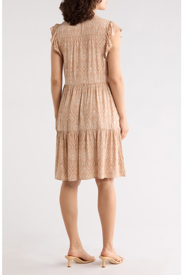 Flutter Sleeve Shirtdress, Alternate, color, TAN TILE