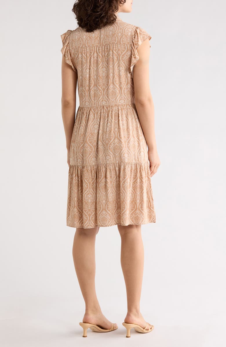 Lucky Brand Flutter Sleeve Shirtdress, Alternate, color, Tan Tile
