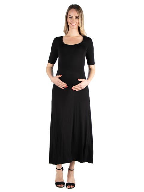 Casual Maternity Maxi Dress With Sleeves