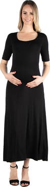 24seven Comfort Apparel Casual Maternity Maxi Dress With Sleeves