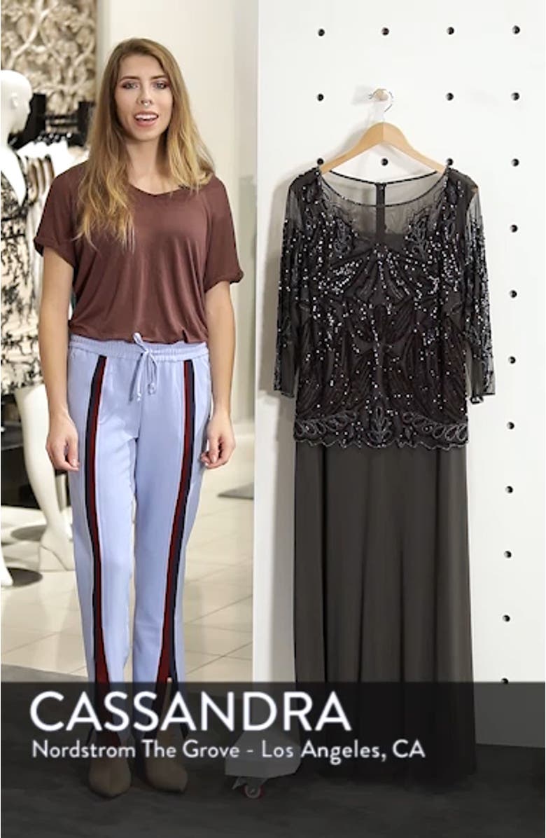 Illusion Neck Beaded A-Line Gown, sales video thumbnail