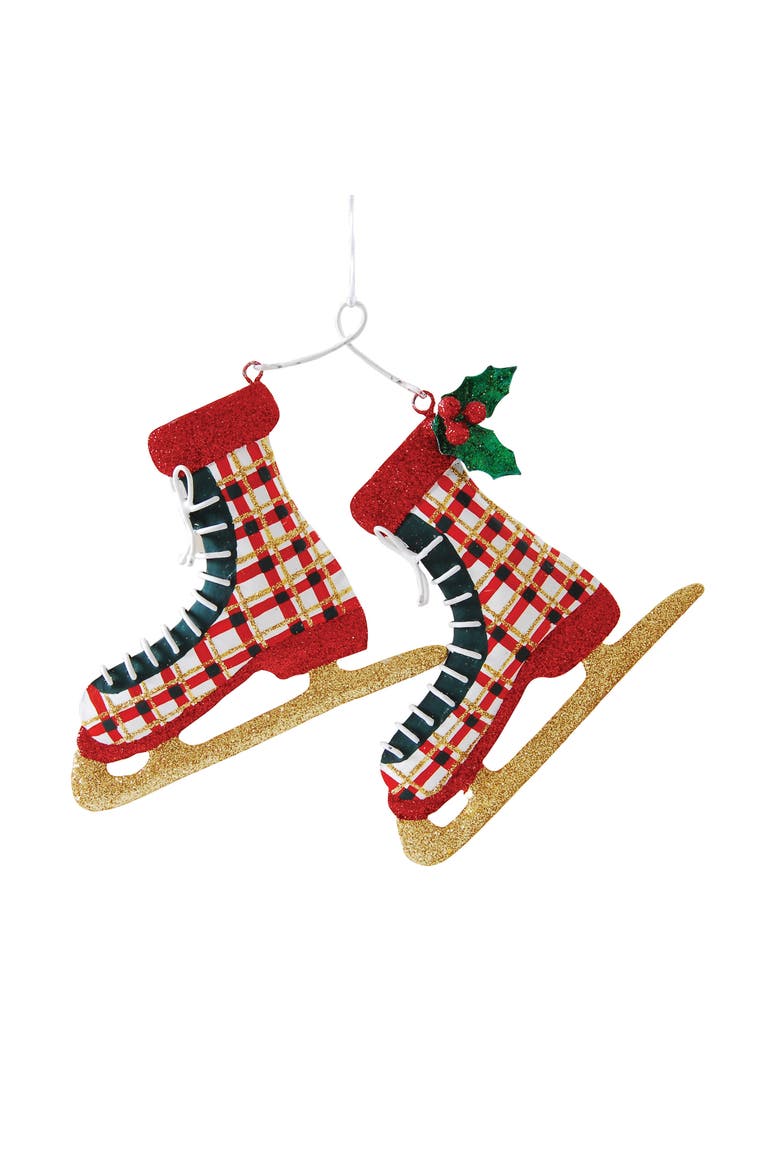 Plaid Ice Skates Orn., Main, color, Red