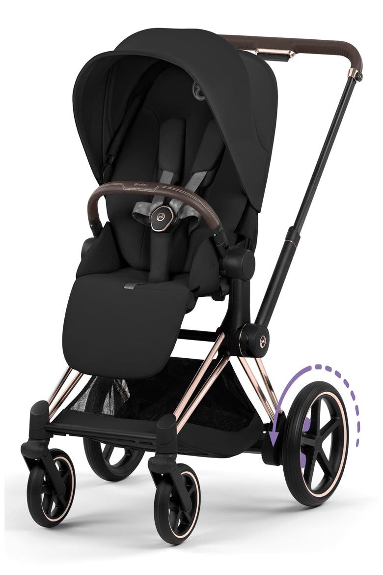 e-Priam Electronic Smart Stroller – Platinum Collection, Main, color, ROSE GOLD/ SEPIA BLACK