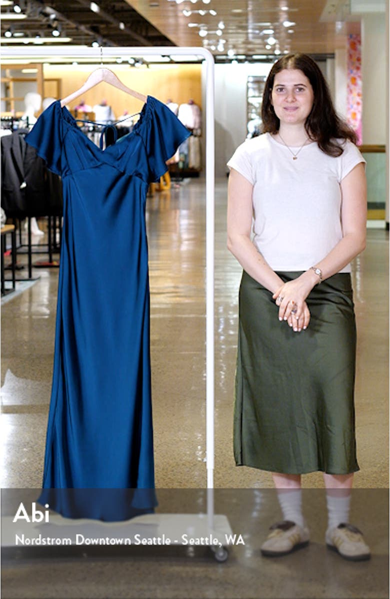 Flutter Sleeve Satin Gown, sales video thumbnail