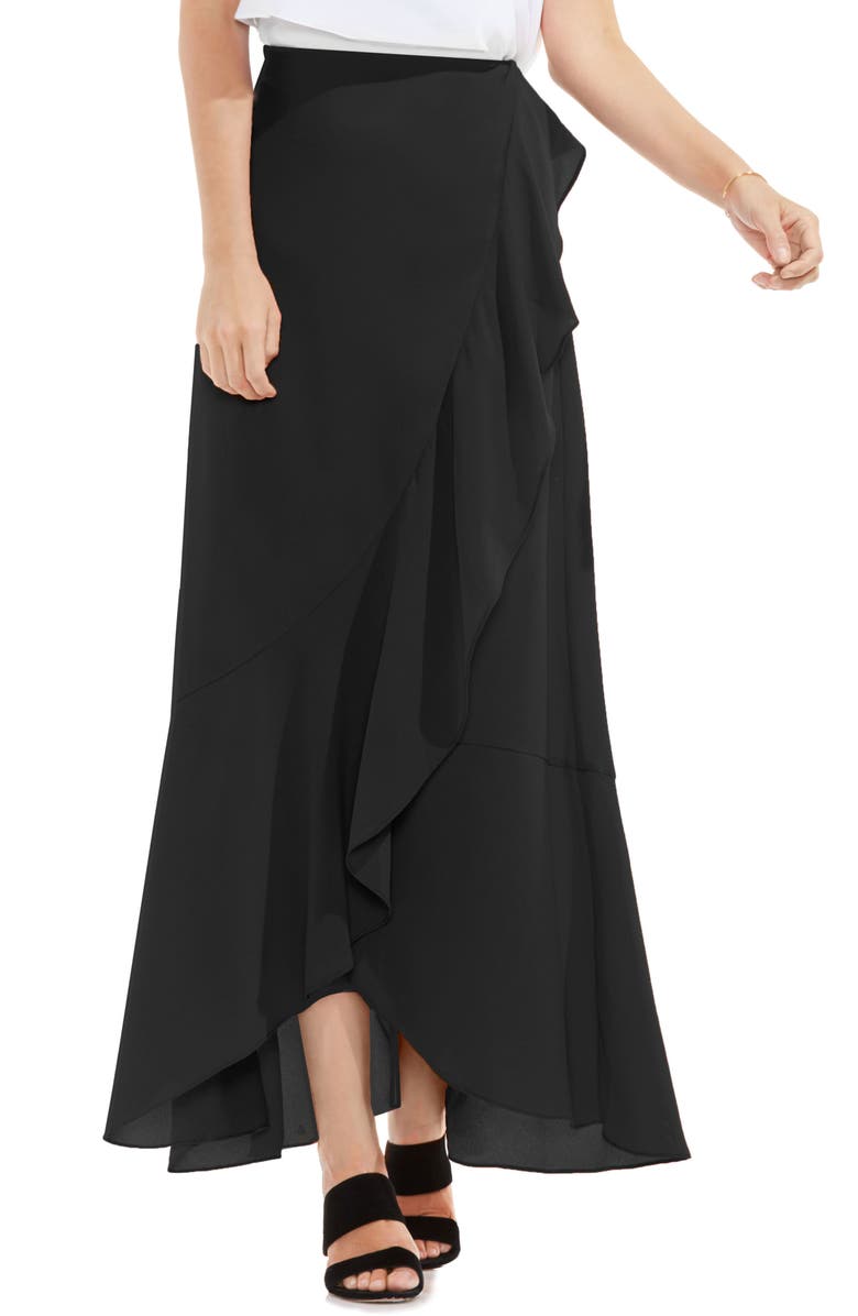 Vince Camuto Faux Wrap Ruffled Maxi Skirt, Main, color, 