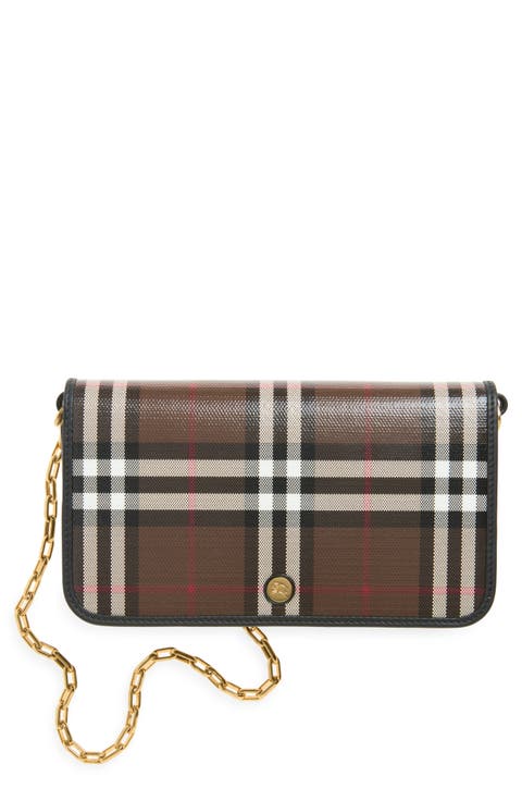 Check Coated Canvas Wallet On a Chain