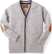 Hope & Henry Boys' Organic Tipped Cardigan with Elbow Patches, Kids