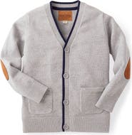 Hope & Henry Boys' Organic Tipped Cardigan with Elbow Patches, Kids