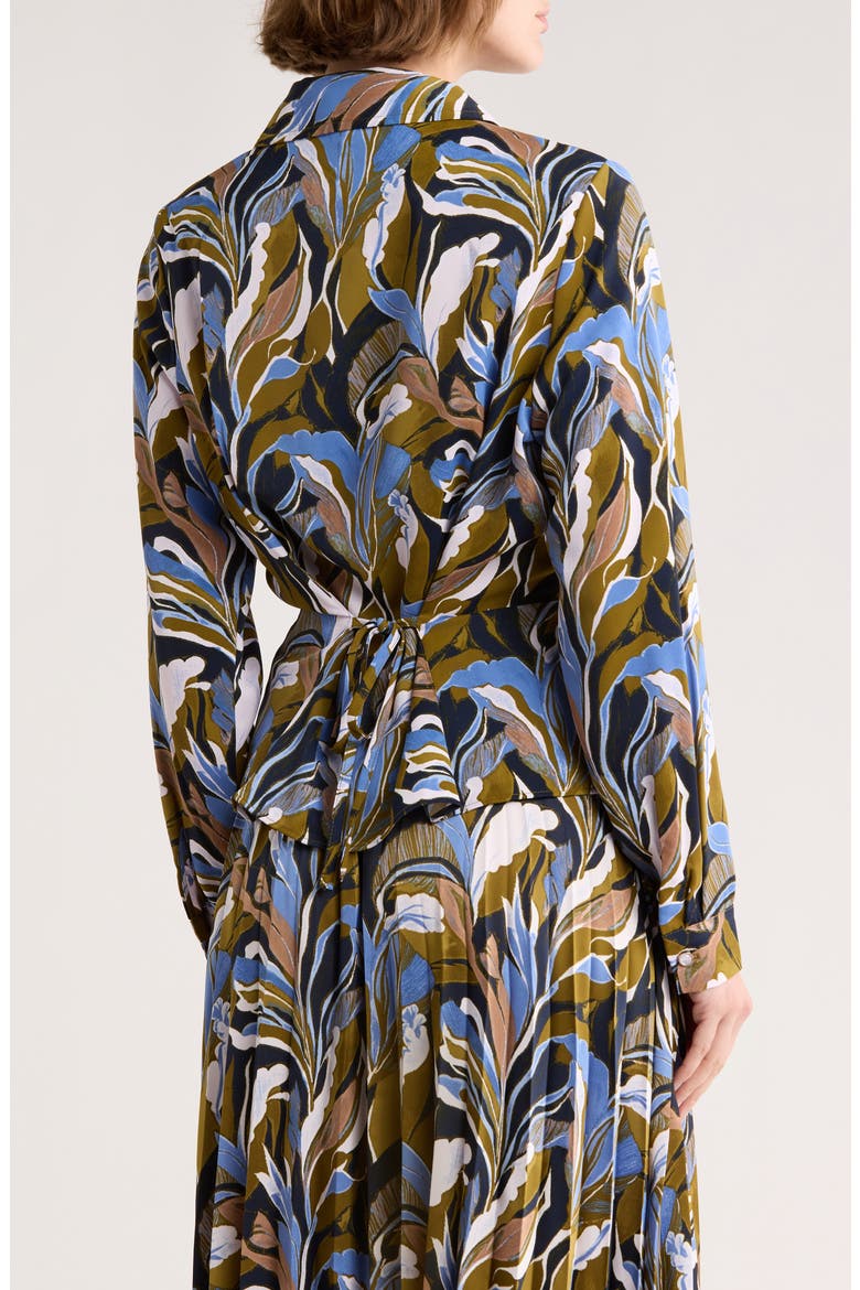 Side Tie Button-Up Shirt, Alternate, color, CITRON PERI FLORAL