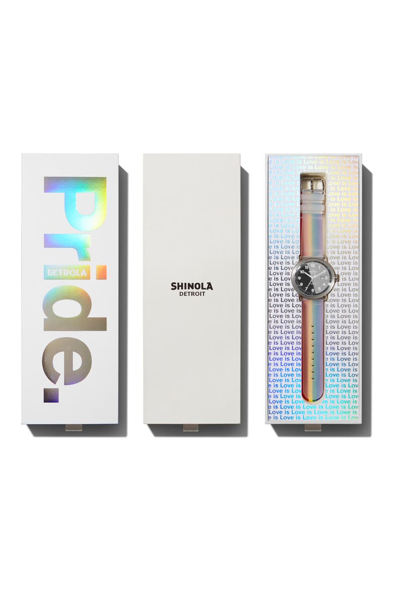 Detrola Pride Watch Gift Set, 43mm, Alternate, color, SILVER