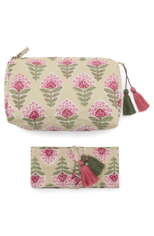 Mango Textured Cotton Cosmetics Bag In Green