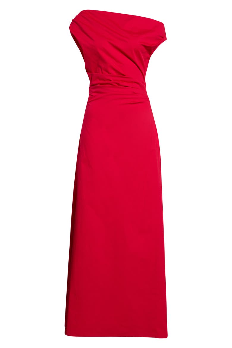 Phare One-Shoulder Stretch Cotton Maxi Dress, Alternate, color, CHERRY
