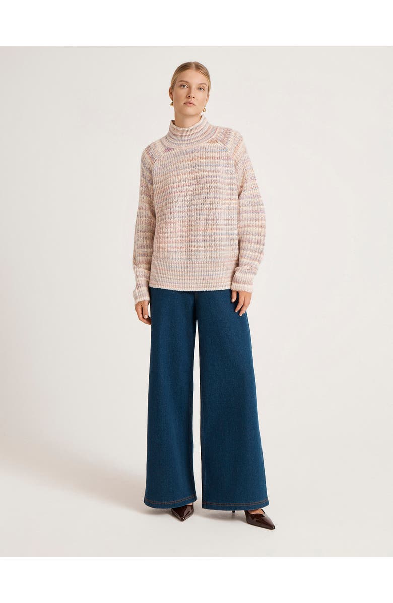 Finery London Helen Funnel Neck Knitted Sweater, Alternate, color, Pink Stripe