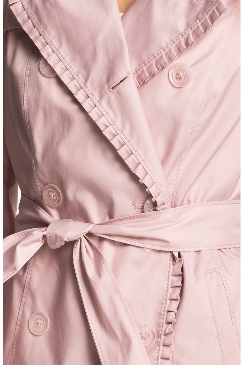 Pleat Trim Trench Coat, Alternate, color, PINK