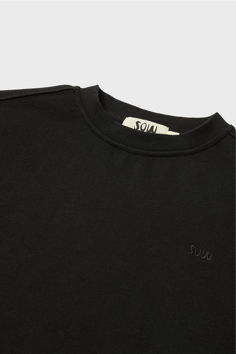 Relaxed Cotton Sweatshirt With Embroidery, Alternate, color, Black