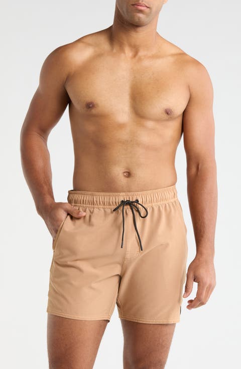 Pigment-Dyed Elastic Waist Shorts