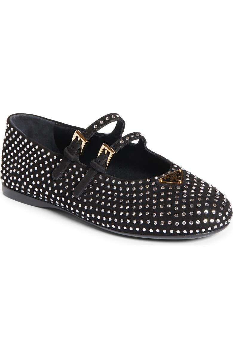 Prada Ballerine Crystal Mary Jane Flat, Main, color, Cristal