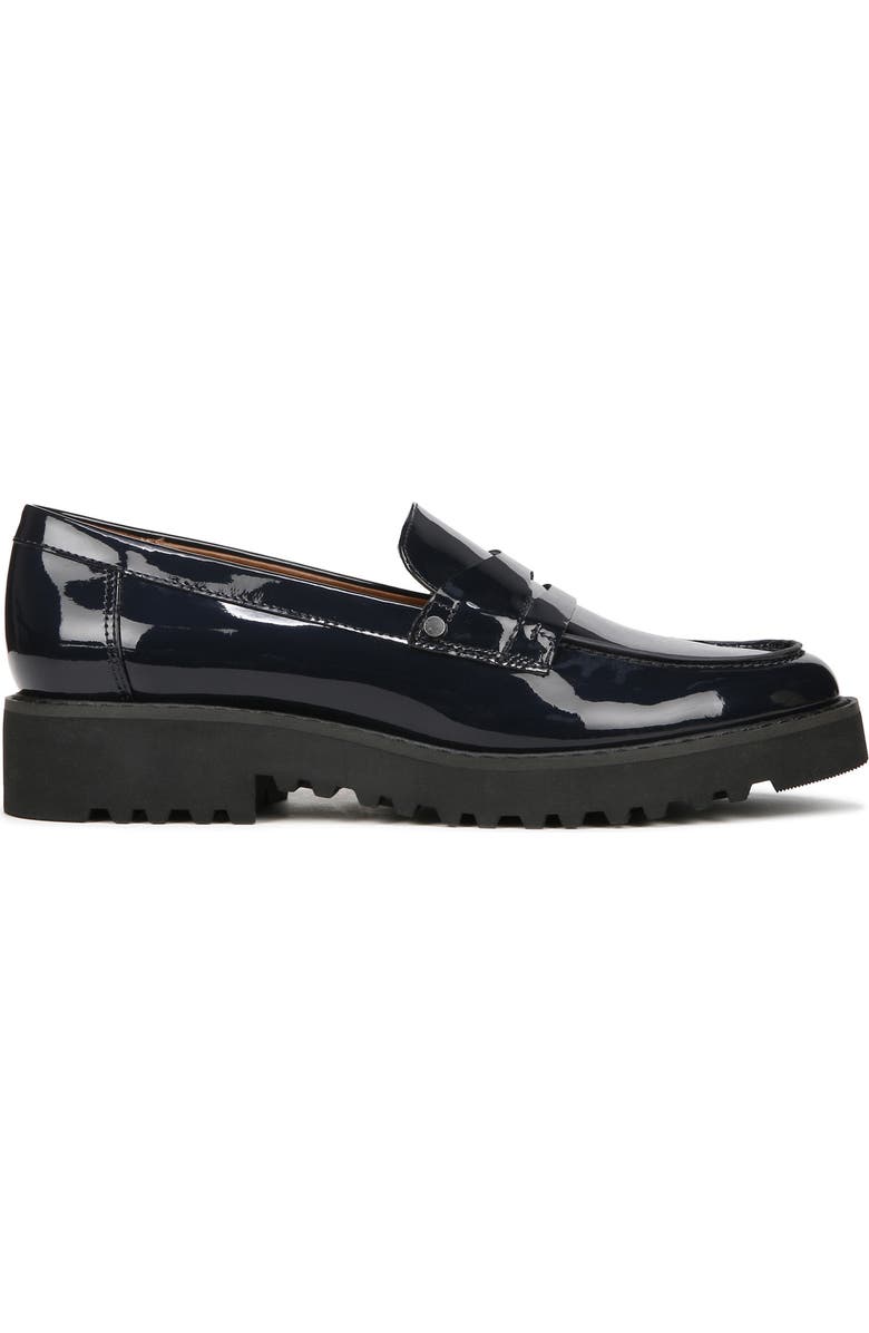 Franco Sarto Cassandra Patent Lug Sole Penny Loafer, Alternate, color, Navy