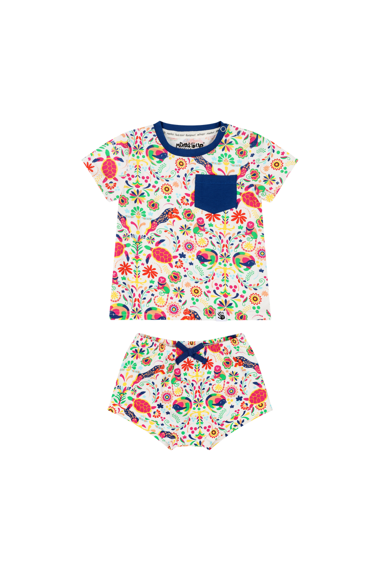 Suave Baby Tee and Bloomer Shorts Set, Main, color, Animal Arabesque